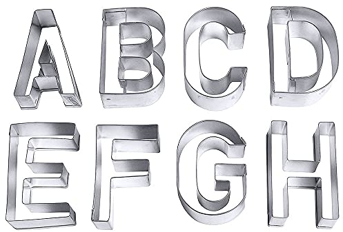 Contacto Lot de 26 emporte-pièces en forme de lettres de l'alphabet en fer blanc avec entretoises