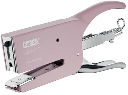 Rapid Classic K1+ Pince Agrafeuse | 50 feuilles | Agrafage et Épinglage |Acier Robuste|Agrafes n°26 (26/6 et 26/8+) | Bureau, Maison, Commerce, Bricolage | Certifiée ClimatePartner |Rose| 5000495
