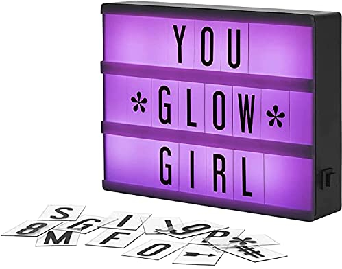 My Cinema Lightbox - RGB Color Changing Cinema Light Box, 20x15cm - 100 LED Light Letters and Numbers - Personalized Neon Signs with light box letters - Light Box Sign, Marquee Light Up Letters Box