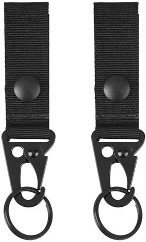 TRIWONDER Portachiavi da Cinturone Tattico con Moschettone, Gancio Portachiavi Militare in Nylon per Caccia Escursioni Polizia e Guardia Giurata (A - Nero - 2 Pezzi)