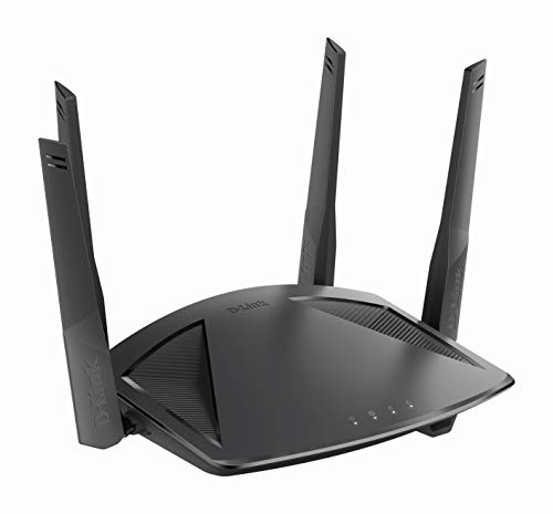 D-Link DIR-X1860 AX1800 EXO WI-Fi 6 Router (2,4 & 5 GHz, 1.800 Mbit/s, 802.11a/b/g/n/ac/ax, OFDMA, MU-MIMO, WPA3, 4 x 10/100/1000 LAN-Anschluss, Tischgerät), schwarz