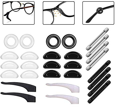 Eyeglass Nose Pads Silicone Anti -Slip Glasses Nose Pad Ear Gripper Holders Eyeglass Temple Tips Sleeve Retainer Extender for Eye Glasses Sunglasses of Adults and Kids,14 Pairs
