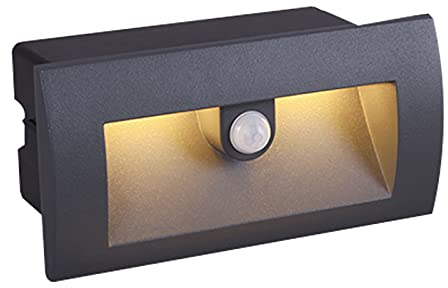 DAWALIGHT Wandeinbauleuchte mit Bewegungsmelder aussen Treppenlicht 6W LED Treppenbeleuchtung IP65 wasserdicht, 3000K warmweiße Mauerbeleuchtung außen, Aluminium, Dunkelgrau