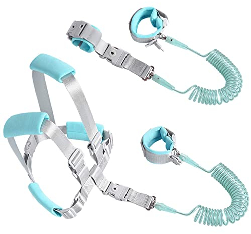 Baby Anti-verloren Gürtel, Laufgurt für Kleinkinder, Kinder-Laufgeschirr, 2-in-1-Set, Sicherheits- Handgelenkmanschette mit Schloss + 2 m Gummigurt, Abnehmbar Armband mit Sicherheitsschloss - hellgrün