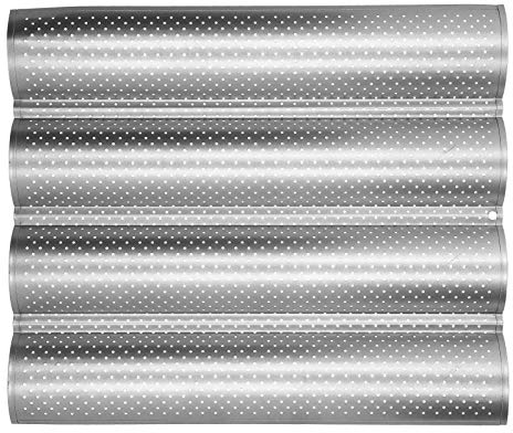 Molde para pan francés Waves, bandeja para pan perforada, bandeja para hornear baguette, horno de cocina, tostadora, antiadherente, con múltiples ranuras, bandeja para hornear baguette(Four slots)