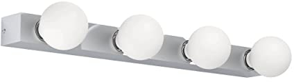 EGLO Wandleuchte innen Guanal, längliche Wandlampe 4-flammig, Wandbeleuchtung aus Aluminium und Stahl in Chrom, Wand Lampe über Spiegel, E27 Fassung