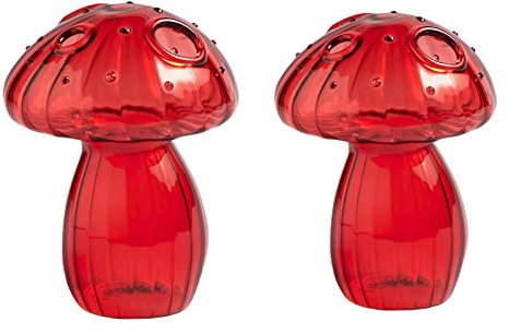 MINGZHE Lot de 2 vases en verre pour plantes hydroponiques, vases délicats en forme de champignon, terrarium, décorations de table (rouge)