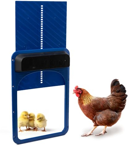 YEKUYEKU Automatic Chicken Coop Door, Blue Automatic Chicken Door, Chicken Coop Door, Light Sensing Chicken Door, Chicken Coop Accessories
