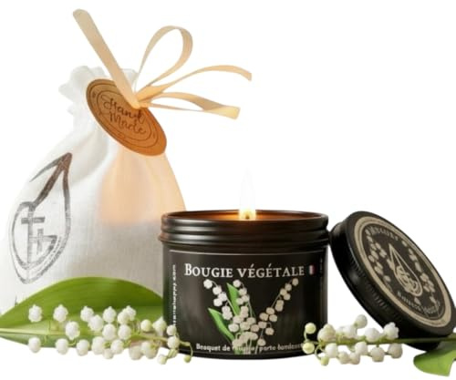 Bougie porte bonheur au Muguet, parfum naturel, cire végétale, bougie vegan, Green Terre Happy