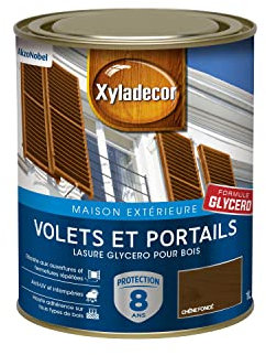 Xyladecor - Lasure Protectrice pour Bois Extérieur - Volets, Portails, Portes, Fenêtres - Couleur : Satin Chêne Foncé - Quantité : 1 L