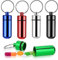 WLLHYF 5 Stück Aluminium-Pillendose mit Schlüsselanhänger tragbare Pillendose wasserdichter Pillenhalter Medizinflasche für Outdoor Camping Reisen (Satz 1)