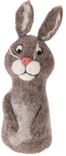 GURU SHOP Filz Eierwärmer, Handgemachte Filzdekoration aus Nepal, Filztier - Hase, Braun, 17x7x7 cm, Küchenaccessoires, Sonstiges