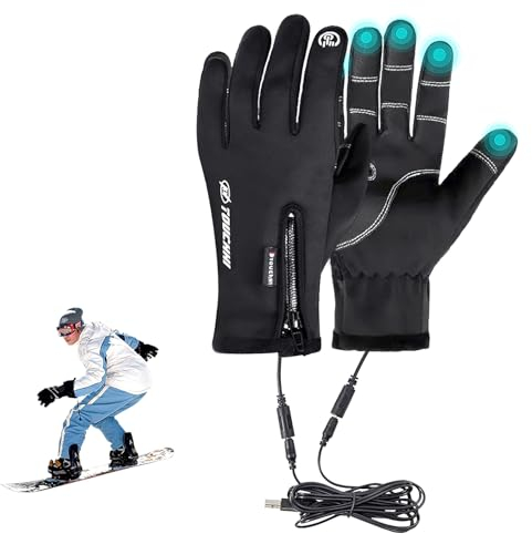 USB Beheizte Handschuhe, Beheizbare Handschuhe für Herren Damen, 5V 7600mAh Wiederaufladbar Beheizte Handschuhe, Warme Touchscreen Handschuhe für Klettern, Wandern, Radfahren, Camping (M)