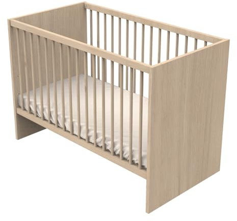 Sauthon Lit bébé 120x60 à barreaux en Bois décor chêne Suave