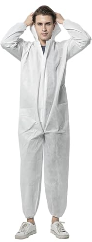 TopHomer Einweg-Overall, 2Pack Schutzoveralls, Einweg-Schutzanzug mit Kapuze, wasserdichter Arbeitsoverall, Einweg-Chemikalienschutzkleidung, Einweg-Schutzanzug mit Kapuze (XXL)