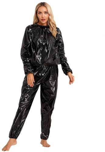 AIGOUT Saunaanzug für Herren und Damen, schmal, rissfest, für Gewichtsübung, Fitnessstudio, Fitness, Workout, Schwarz , XXL