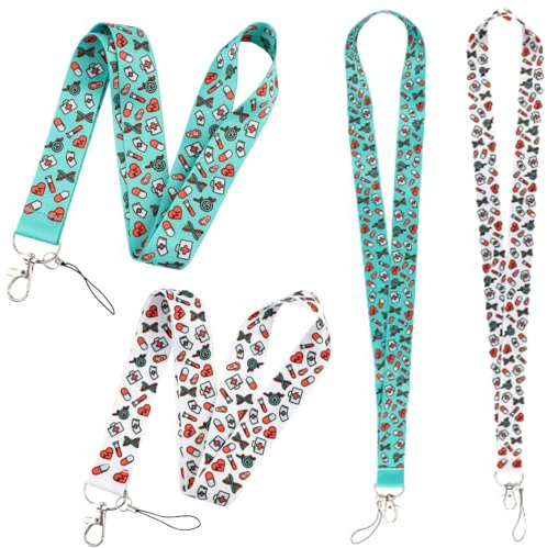 Pack de 2 Lanyard Enfermera - Cuelga llaves y tijeras con clip sujetador para tarjetas identificativas - Cinta de Cuello para llaves - Regalo Original para Enfermeras, Accesorios Enfermera