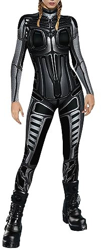 Damen Sexy Cosplay Body Halloween Kostüm One Piece Rollenspiel Overall Metallic Catsuit für alle Kostüme