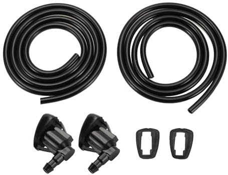 TUCKBOLD Boquilla De Lavado De Parabrisas Para Jeep Grand Cherokee 2005-2016 No.55372143Ab Delantero Negro Con 2 Piezas De Junta, 2 Piezas De Manguera De 1 Metro 1 Set