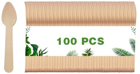 Dazkzooy Cucchiaini da caffè in legno usa e getta, 100 pezzi – Cucchiai in legno ecologici piccoli, biodegradabili, ideali per feste ed eventi