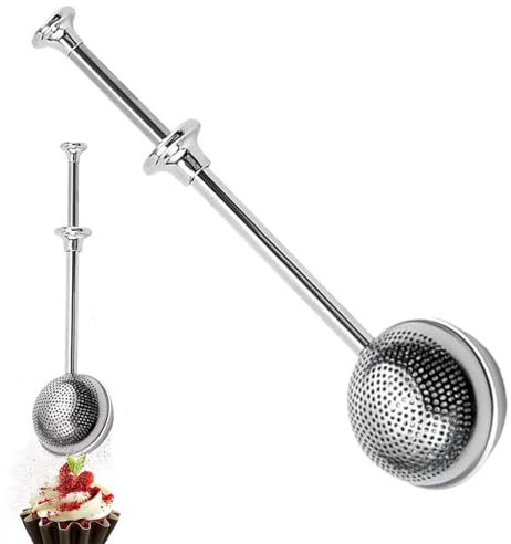 Mjölsil för bakning – teägg för löst te | dammvippa för sockerströare | florsockerströare dammvippa med lock rostfritt stål | pudersockershaker dammvippa, ströare för florsocker