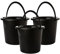 Lot de 3 seaux avec bec verseur - 10 l - En plastique - Noir - Avec échelle de mesure - 10 l - Fabriqué dans l'UE