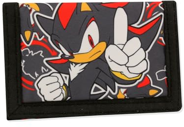 Sonic The Hedgehog Wallet for Boys & Girls Featuring Shadow, Kids Trifold Purses with Zip & Pound Coin Holder - Teens and Childrens Wallets