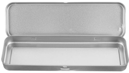 HOMSFOU Estuche Lapicero Metalico Estuche Pluma Metálico Escolar MetáLico Plata Rectangular De Una Capa para LáPices BolíGrafos