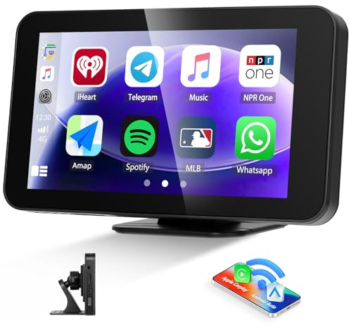 CAMECHO [2025] Navigationsenhet med trådlös Carplay Android Auto, 4,7 tums HD-navigeringsenhet med dubbel Bluetooth EQ Ton FM-sändare Airplay Android Cast med AV-in-typ C-plats