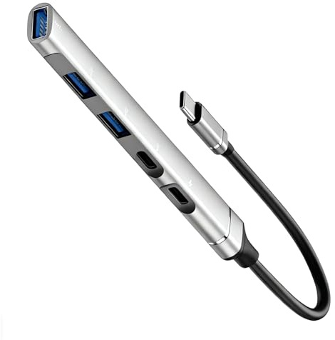 HINAYOSAN 5 In 1 Hub USB C Con Ricarica Multiplo Porta Adattatori Portatili In Lega di Alluminio Per Laptop Tablet Telefono USB C Hub Con Ricarica di Potenza