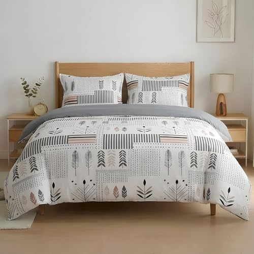 Etrexonline Juego de Funda Nórdica 3 Piezas Cama 90 Microfibra Suave Transpirable - 1 Funda Edredón 150x220 cm, 1 Bajera 90x200+30 cm y 1 Funda de Almohada 50x90 cm (Geometricas)
