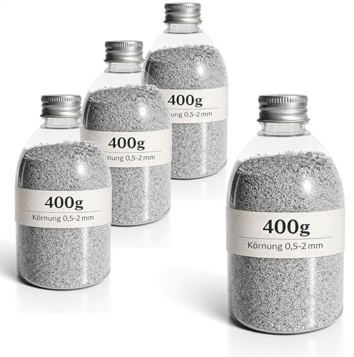 com-four® 4 sabbie Decorative Grigie da 400 g – granuli 0,5–2 mm – Sabbia Colorata per Lanterne, vasi in Vetro e Decorazioni da Tavolo