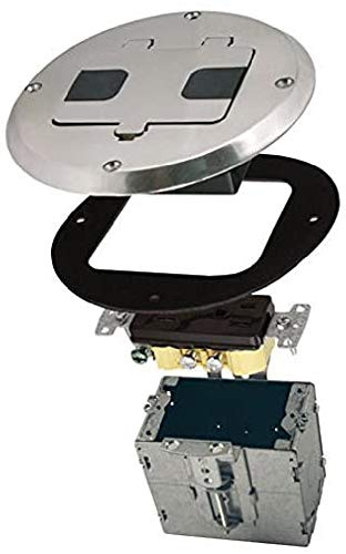 RACO 6239NI Floor Kit with Recessed Duplex 15A TR Device and Adjustable Steel Box, 1-Gang, Nickel