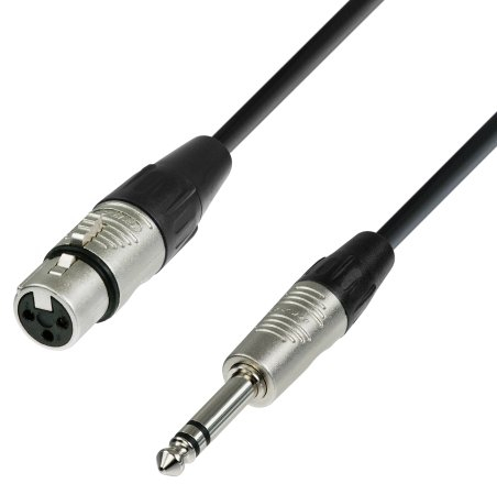 Adam Hall Cables 4 STAR BFV 0300 - Symmetrisches Kabel, Rean 3-Pol XLR female auf 6,3mm Klinkenstecker stereo, schwarz, 3m