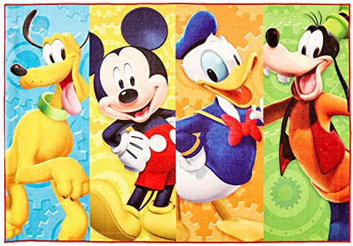 Gertmenian Disney Mickey & Friends Indoor Area Rug - 4x6 Large, Non-Slip, Ideal for Children in Bedroom, Game Room, Classroom, Nursery or Play Area - Multi, 31117