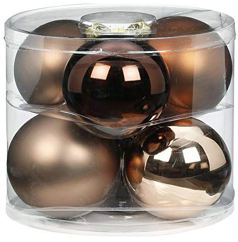 Magic Weihnachtskugeln Glas 10cm 6 STK. Christbaumkugeln Christbaumschmuck Farbe: Elegant Lounge (Schokolade braun)