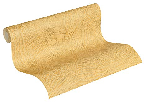 A.S. Création Vliestapete Sumatra Tapete mit Palmenblättern 10,05 m x 0,53 m gelb orange Made in Germany 373711 37371-1
