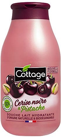 Cottage Gel Douche Lait Hydratant Cerise Noire et Pistache - 97% d'Ingrédients d'Origine Naturelle -250ml