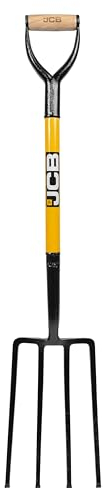 JCB - Professional Solid Forged Contractors Fork - Garden Fork Heavy Duty Professional Site and Gardening Tools - for Home Improvement, Digging, Mucking Out, Manure, Garden Borders, Weeding