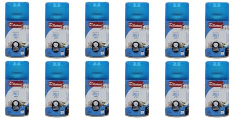 BURI Luftfräschare babypuderdoft | 12-pack aromatisk rumsdoft lämplig för alla automatiska doftdispenser, sprutor, maskiner, uppfriskande arom och doftintensitet