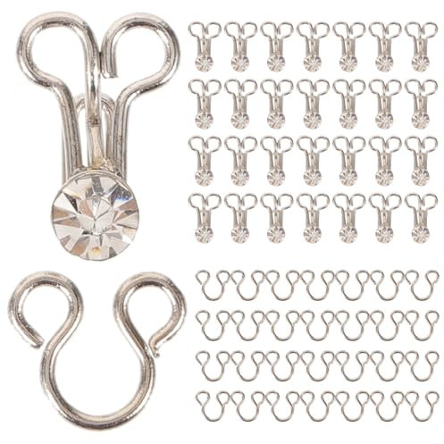 20pcs Metal Sewing Hooks and Eyes Closure Hooks for Cheongsam, Bra, Pants, Invisible Fasteners for Diy Sewing Projects, Silver