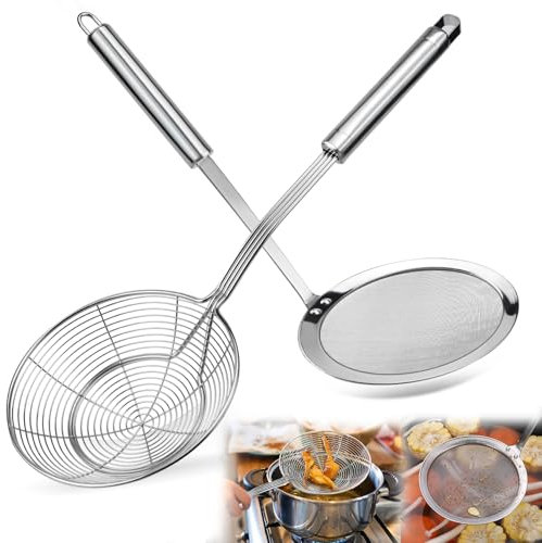 QGGTQG Schiumarola in acciaio inox, set di colino per ragni, per cucinare, arrostire, stufare, Hot Pot, frittura (stile A)