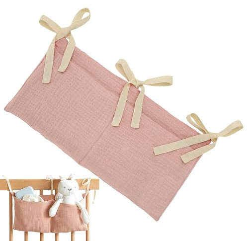 Baby-Nachttisch-Aufbewahrungstasche, Baumwolle, hängende Aufbewahrungstasche für Kinderbetten und Spielzeug, 39 x 20 cm, praktisch, weich und stabil für Schlafsaal, Eingang, Büro, Schlafzimmer
