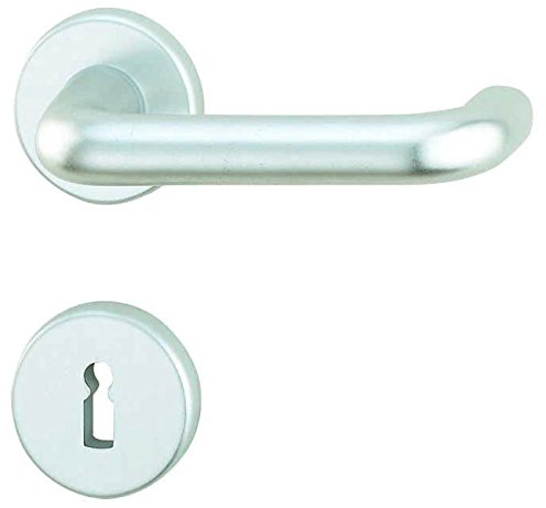 Alpertec Ursula-R 40400400K1 Aluminium Rosette Set for Room Doors Anodised Silver BB Handle Set Door Handle Door Fittings