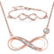 Billie Bijoux Infinity Unendlichkeit Symbol Damen Armband Halskette 925 Sterling Silber Zirkonia Armkette Verstellbar Armband Halsketten Schmuck-Set (B-Rose Gold)