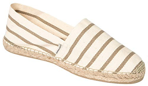 weltenmann Formentera – Espadrillas Slip-on Classiche in Cotone a Strisce con Borsa di Stoffa, Risotto, 43, Handmade in Spain