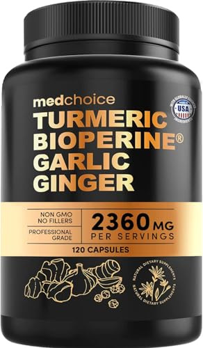 4-in-1 Turmeric Joint Support Supplements with Garlic and BioPerine - 2360 mg High Potency Herbal Blend for Mobility, Everyday Flexibility, Digestive Comfort, and Active Aging Support (120ct)