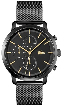 Lacoste Multi Zifferblatt Quarz Uhr für Herren Kollektion Replay mit Schwarzes Edelstahl-Mesh-Gliederarmband - 2011194