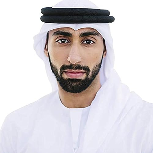 AHDMR Foulard Turban Homme Arabe Hijab Musulman Respirant Douce Bandana Echarpe Shemagh Classique Bonnet Couvre-chef Keffiyeh Saoudien Couverture Châle du Désert Arabe avec Bandeau