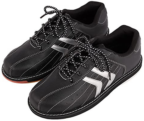 SDEQA Scarpe da Bocce da Uomo Scarpe da Bowling per Principianti E Avanzati Allacciate in Pelle Antiscivolo Leggere,Nero,42 EU